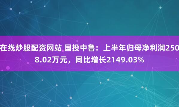 在线炒股配资网站 国投中鲁：上半年归母净利润2508.02万元，同比增长2149.03%