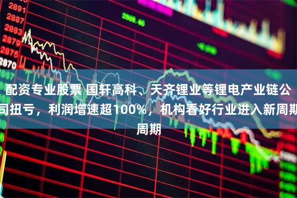 配资专业股票 国轩高科、天齐锂业等锂电产业链公司扭亏，利润增速超100%，机构看好行业进入新周期